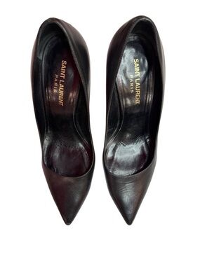 Saint Laurent Black Leather Pointed Toe Stiletto Pumps